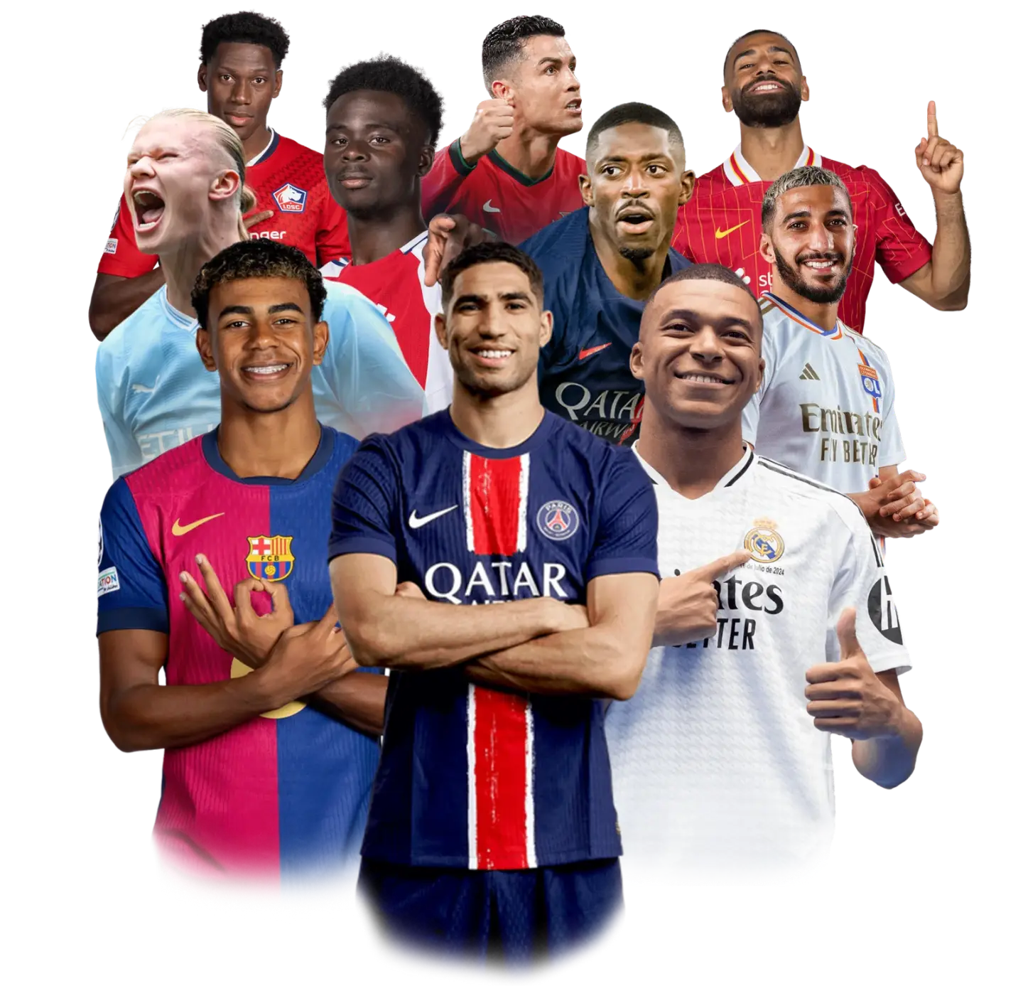 Collage of football stars whose matches air on MAG Box IPTV world sports channels